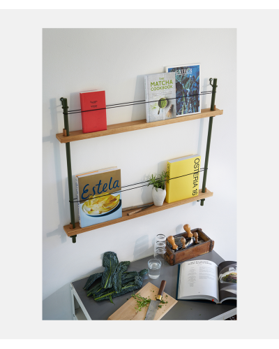 Magazine Shelving - MS.65.1 - Moebe - Oak and Pine Green